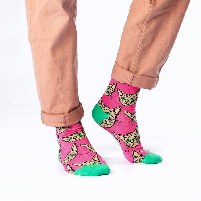 Pink Kitty Bamboo Socks