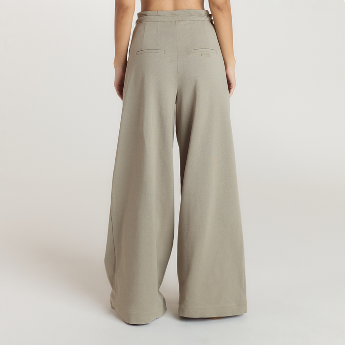 Pleated Wide-Leg Trousers - Thyme