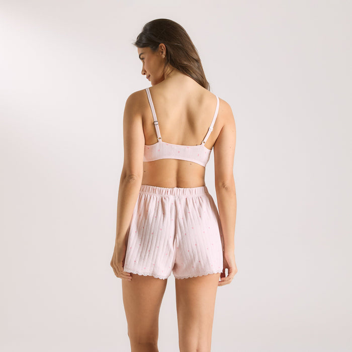 Pointelle Bralette - Pink Floral