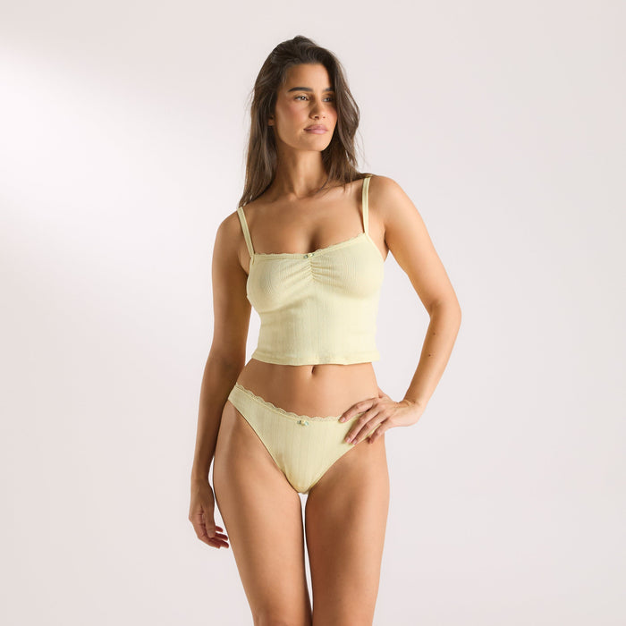 Pointelle Cami Pyjama Top - Buttercup Yellow