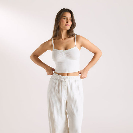 Pointelle Cami Pyjama Top - Cream