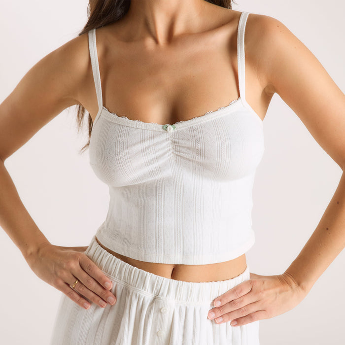 Pointelle Cami Pyjama Top - Cream