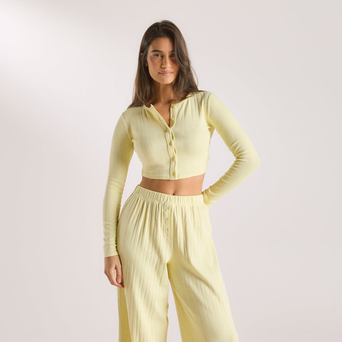 Pointelle Cardigan - Buttercup Yellow