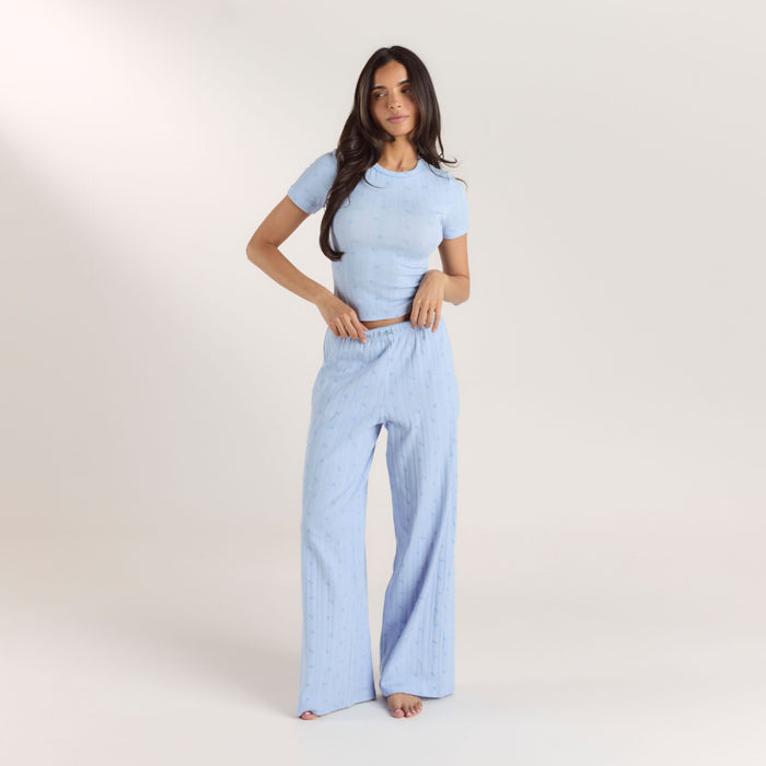 Pointelle Pyjama Bottoms - Blue Floral