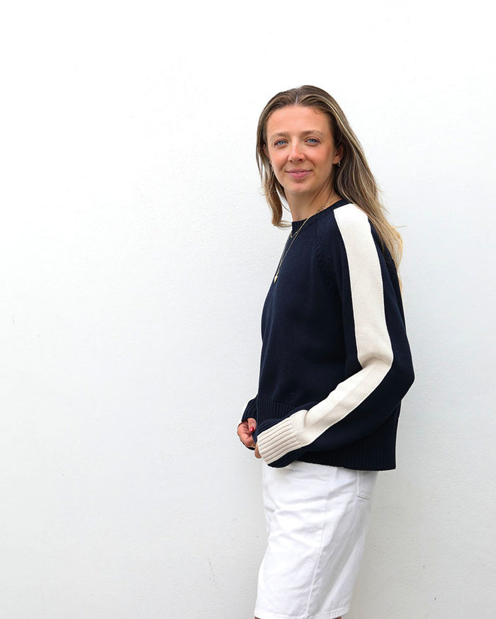 Portofino College Crop | Navy & Cream