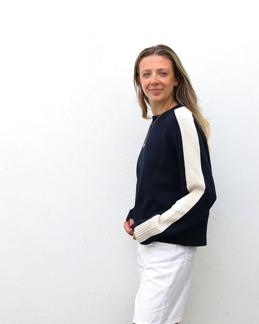 Portofino College Crop | Navy & Cream