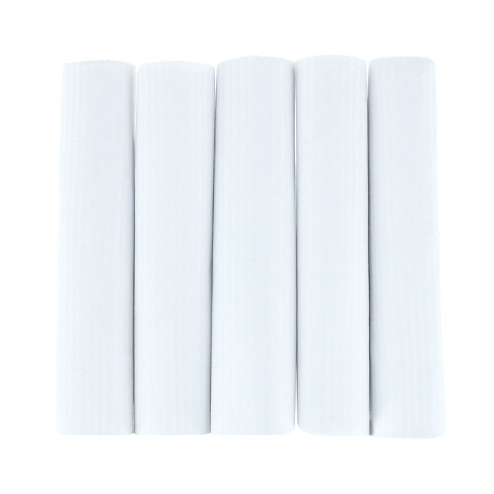 Premium Cotton Pinstripe Handkerchiefs Gift Box 5-Pack White