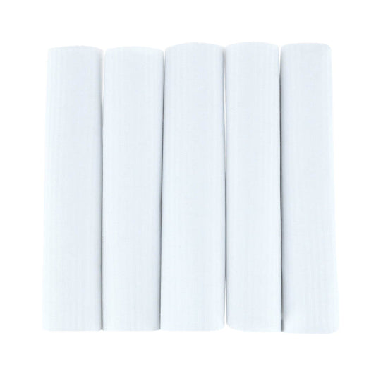 Premium Cotton Pinstripe Handkerchiefs Gift Box 5-Pack White
