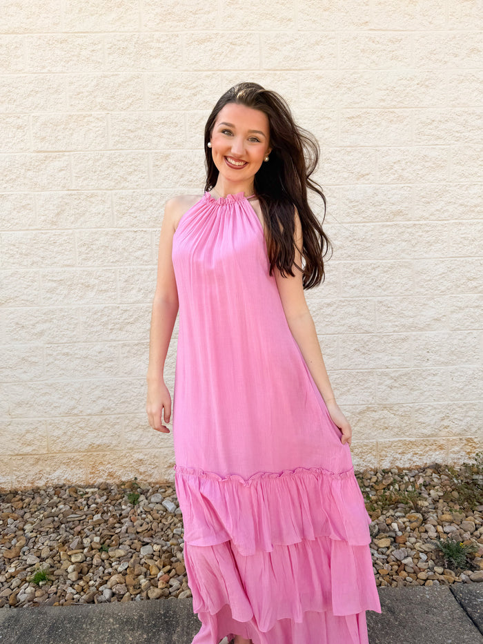 Pretty In Pink Halter Maxi Dress