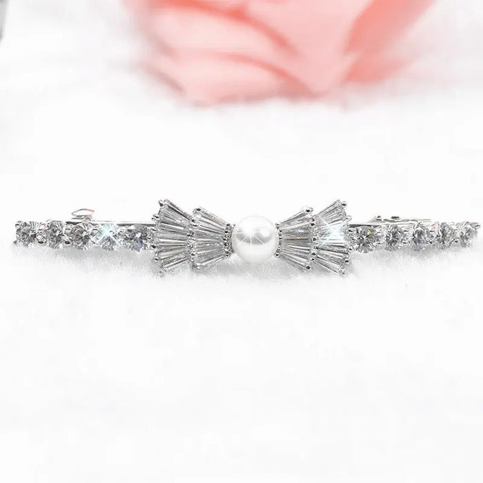 Pretty Pearl & Cubic Zirconia Wedding Hair Accessories Clip - The Wedding Garter