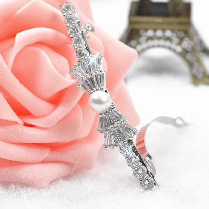 Pretty Pearl & Cubic Zirconia Wedding Hair Accessories Clip - The Wedding Garter