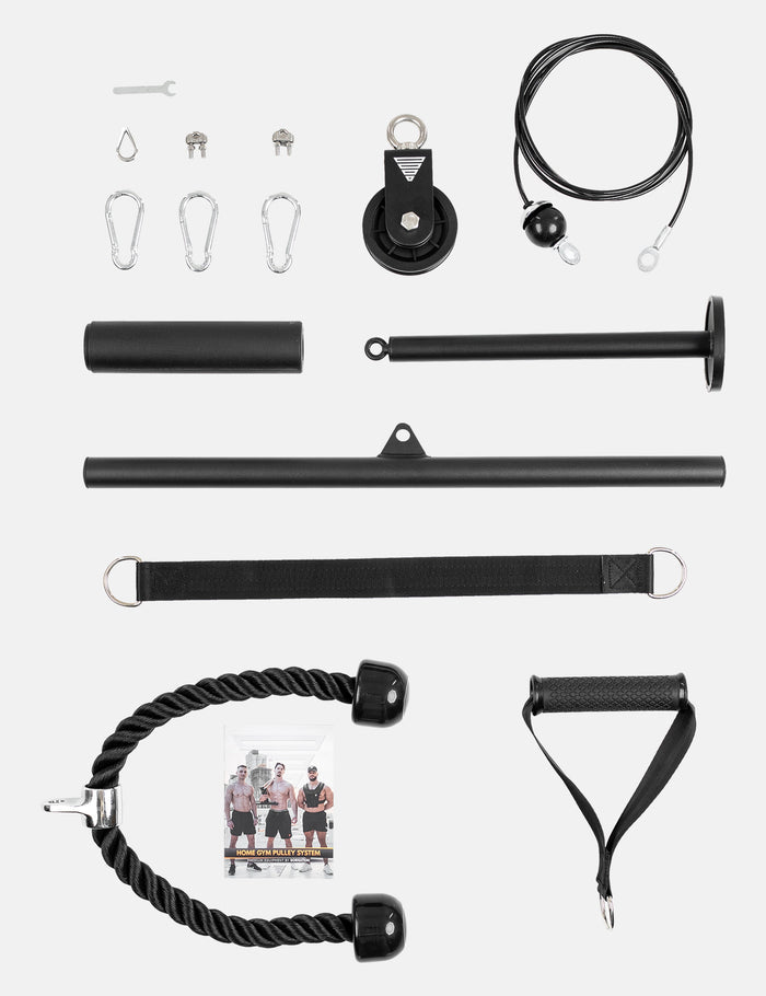 Parts of the GORNATION Pulley System for calisthenics and strength training