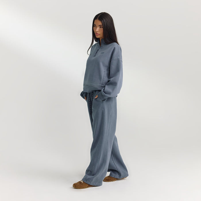 Quarter-Zip Jumper - Washed Blue