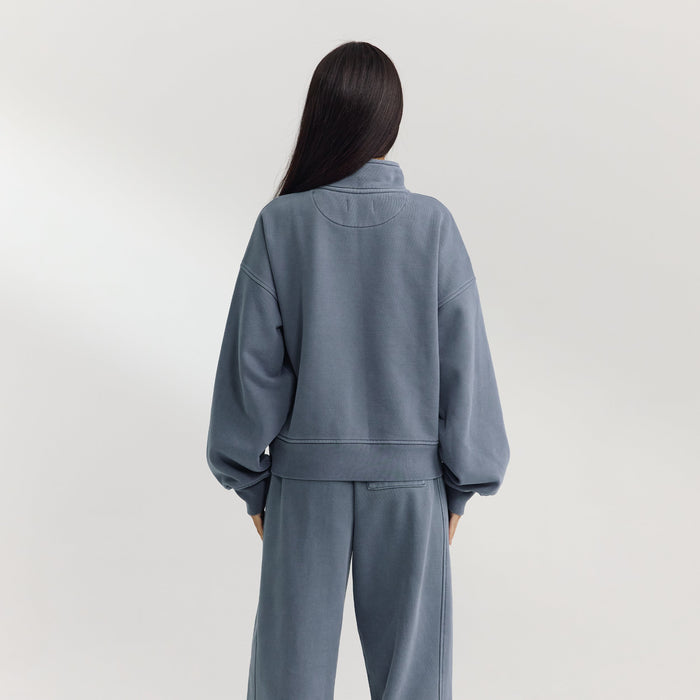Quarter-Zip Jumper - Washed Blue
