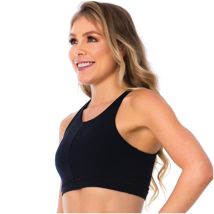 Racerback Black Sports Bra for Women – Supportive, Comfortable & Breathable