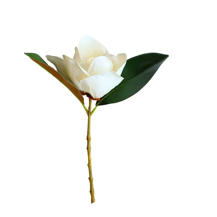 Realistic 6-8"Large bloom Magnolia Flower with Leaves: 29.5" Long