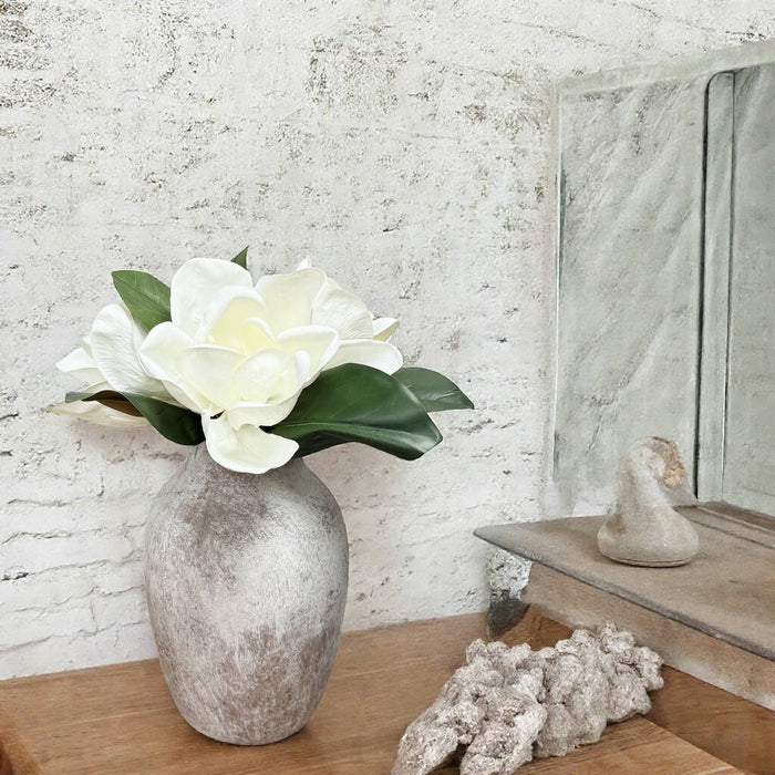Realistic 6-8"Large bloom Magnolia Flower with Leaves: 29.5" Long