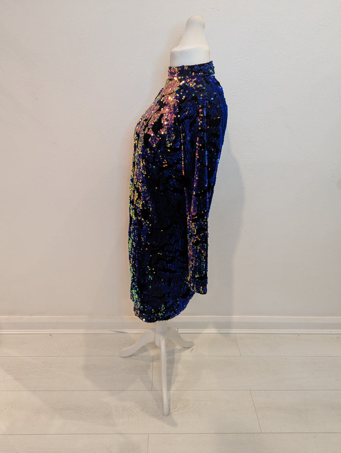 Red Herring Blue Sequin Dress 14