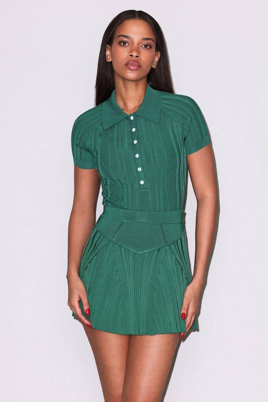 Fleur du Mal Rib Flare Skirt in Lucky Green