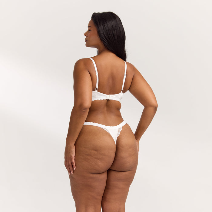 Ribbed Balcony Bra - White