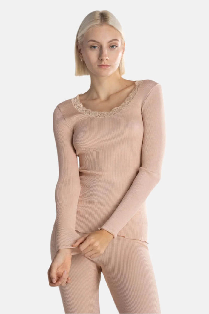 Oscalito Ribbed Long Sleeve Shirt in Skin