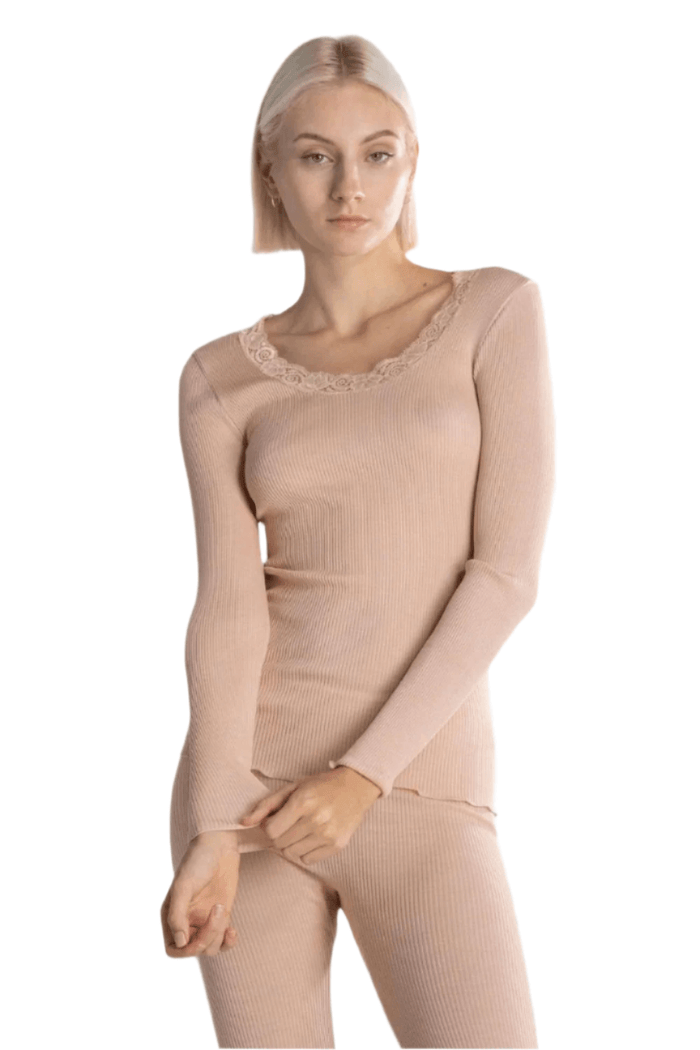 Oscalito Ribbed Long Sleeve Shirt in Skin