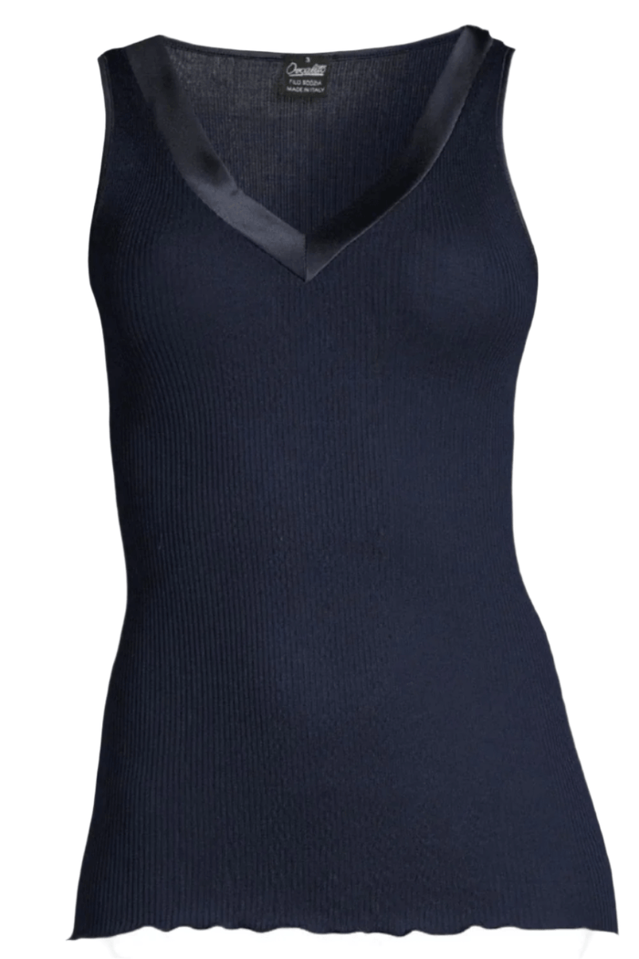 Oscalito Ribbed V-Neck Camisole in Blue