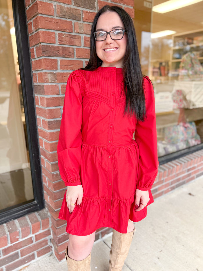 Rockin’ Around Red Button Dress