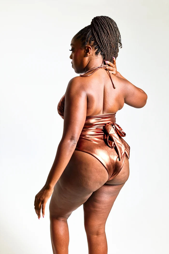 (Sample Sale) Bronze Medusa Cut-Out Swimsuit - Recycled Fabric