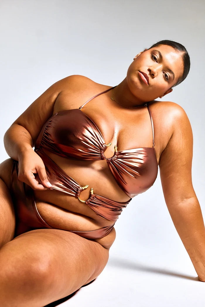 (Sample Sale) Bronze Medusa Cut-Out Swimsuit - Recycled Fabric