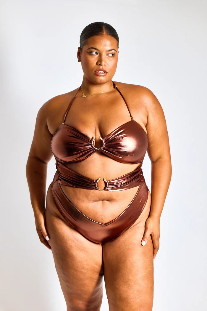 (Sample Sale) Bronze Medusa Cut-Out Swimsuit - Recycled Fabric