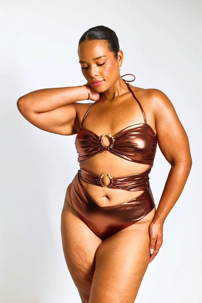 (Sample Sale) Bronze Medusa Cut-Out Swimsuit - Recycled Fabric