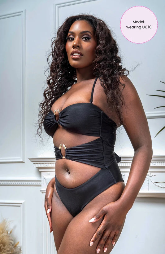 (Sample Sale) The Black Medusa Cut-Out Swimsuit - Recycled Fabric