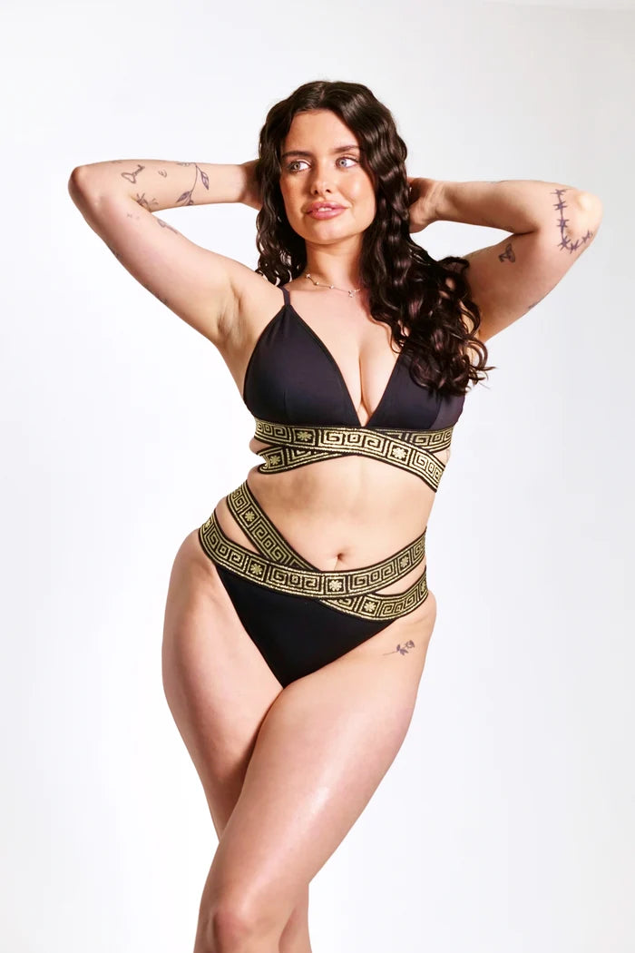 (Sample Sale) The Black Mosaic Supportive Bikini Top