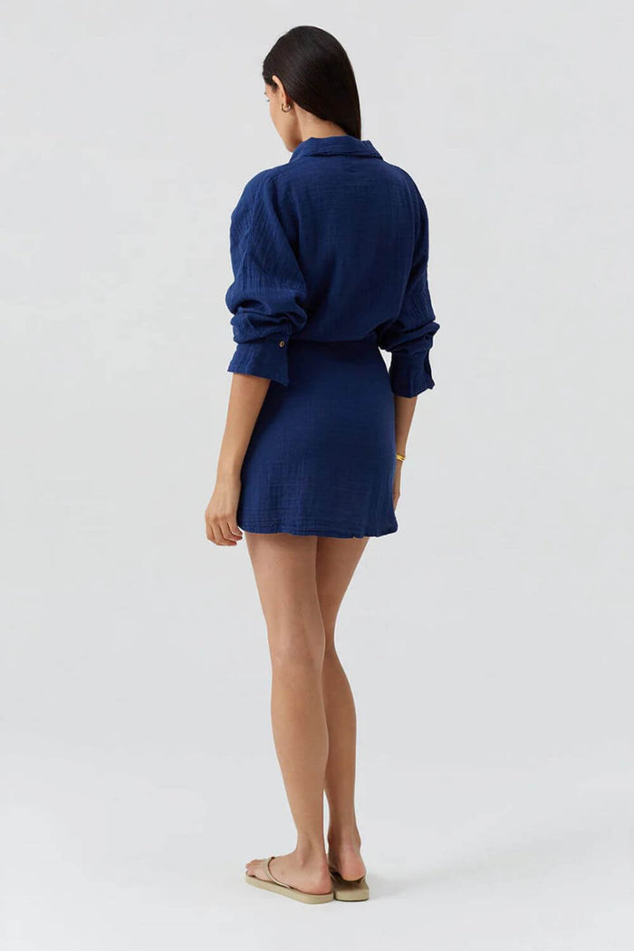 Melissa Odabash Sara Short Shirt Dress in Marine