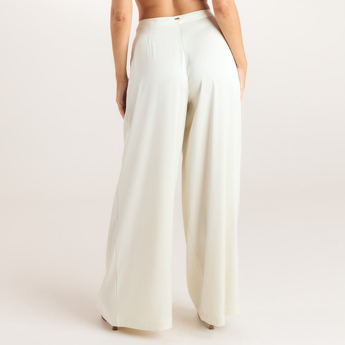 Satin Pleated Trousers - Cream