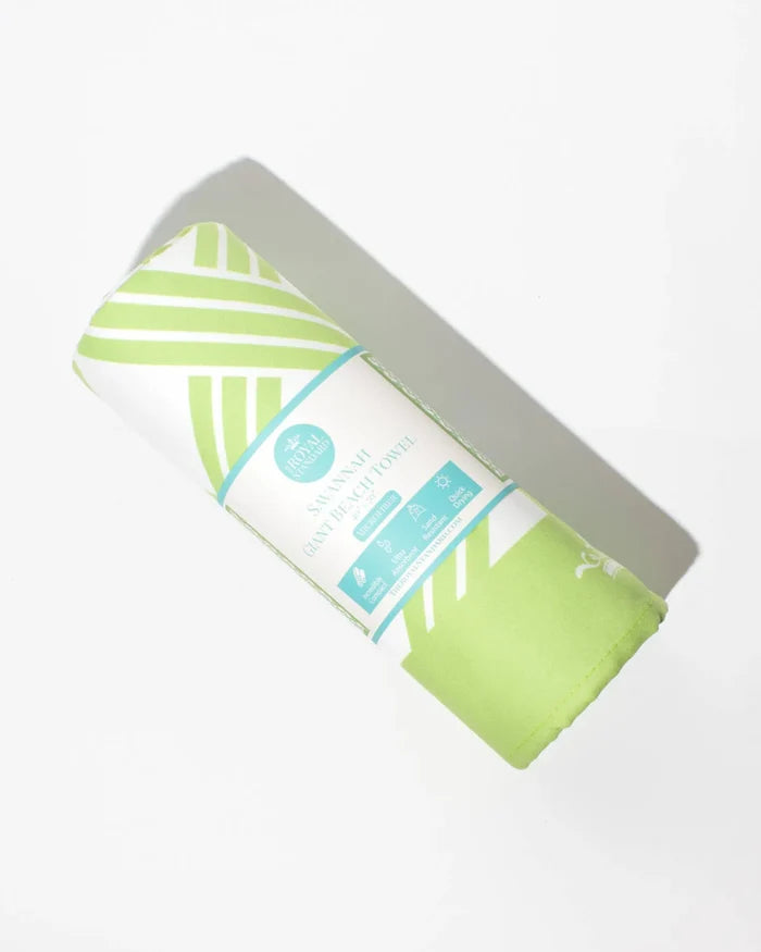 Savannah Giant Beach Towel - Green & White