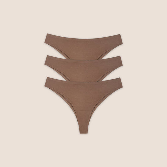 Seamless Bonded Brazilian Briefs (3-Pack) - Chestnut