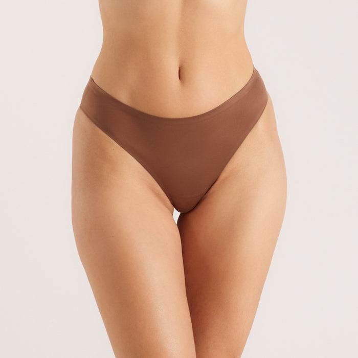 Seamless Bonded Brazilian Briefs (3-Pack) - Chestnut