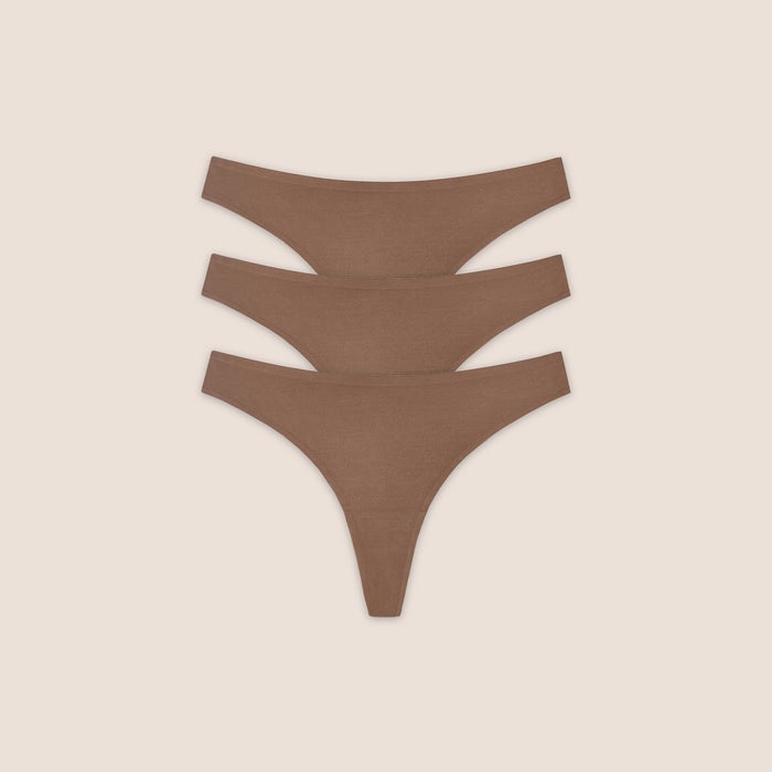 Seamless Bonded Thongs (3-Pack) - Chestnut
