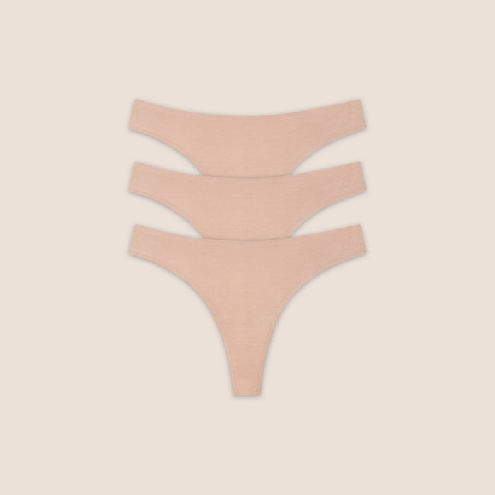 Seamless Bonded Thongs (3-Pack) - Honey