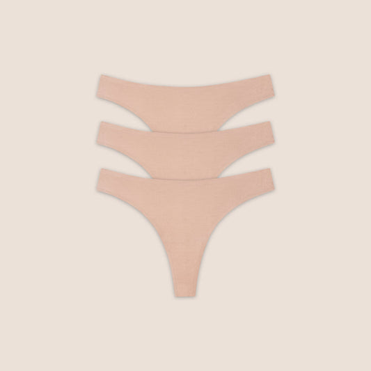 Seamless Bonded Thongs (3-Pack) - Honey