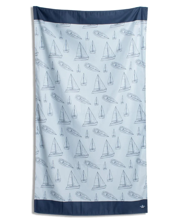 Set Sail Giant Beach Towel - Light Blue & Navy