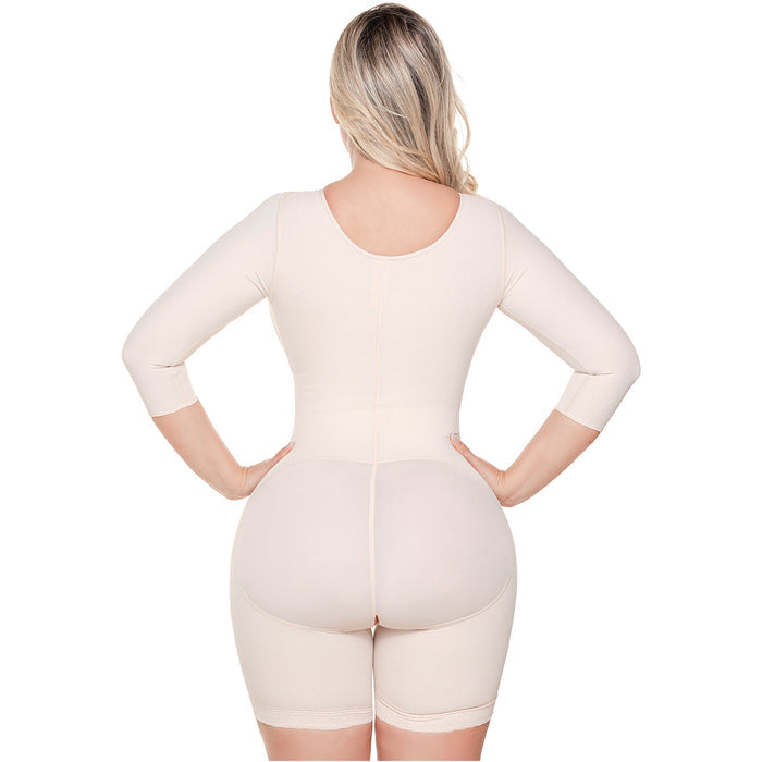 Shapewear After Surgery for Women with Built-In Bra | Mid Thigh Girdle with Sleeves | Powernet Compression Garment