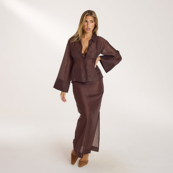 Sheer Maxi Skirt - Chocolate