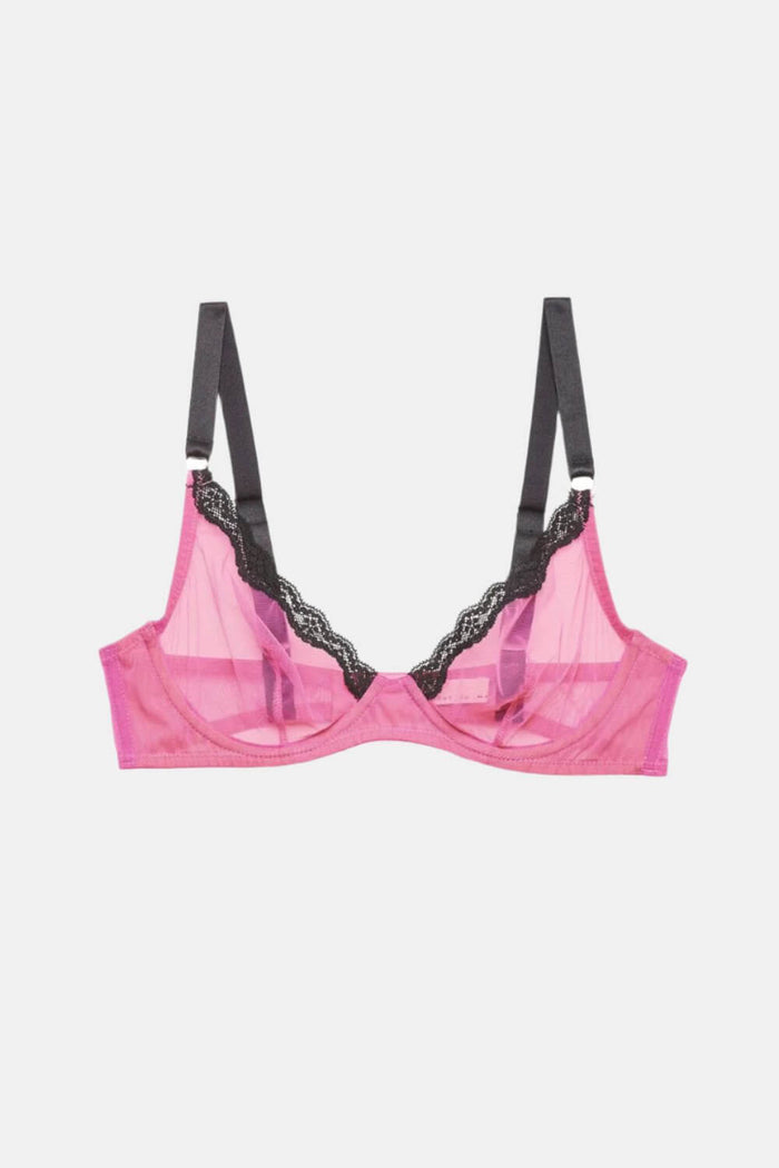 Fleur du Mal Sheer Tulle Demi Bra in Pretty Pink