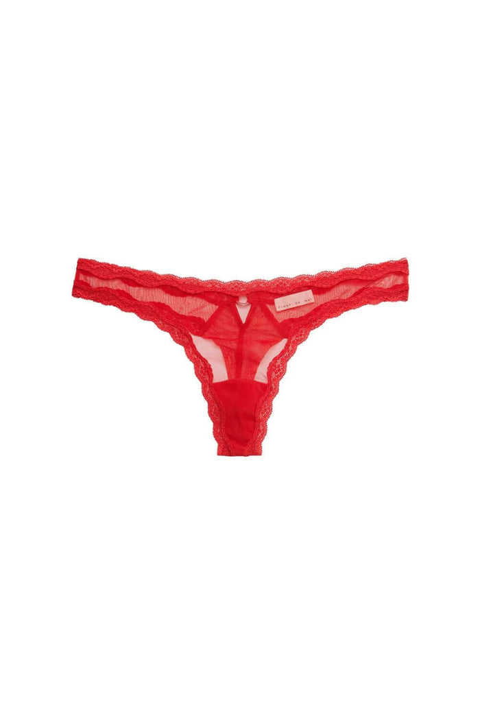 Fleur du Mal Sheer Tulle Thong in Rouge