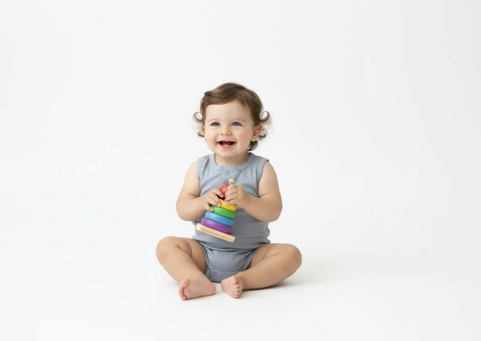 Short Sleeve Bamboo Bodysuit Blue image 0