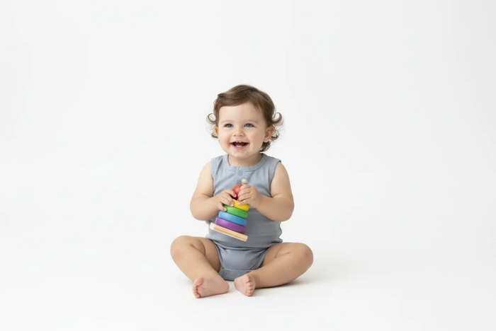 Short Sleeve Bamboo Bodysuit Blue image 2