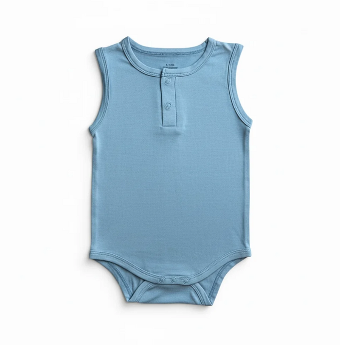 Short Sleeve Bamboo Bodysuit Blue image 3